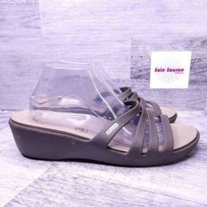 Crocs Rhonda Slip on Strappy Wedge Sandal Brown Women's sz 11